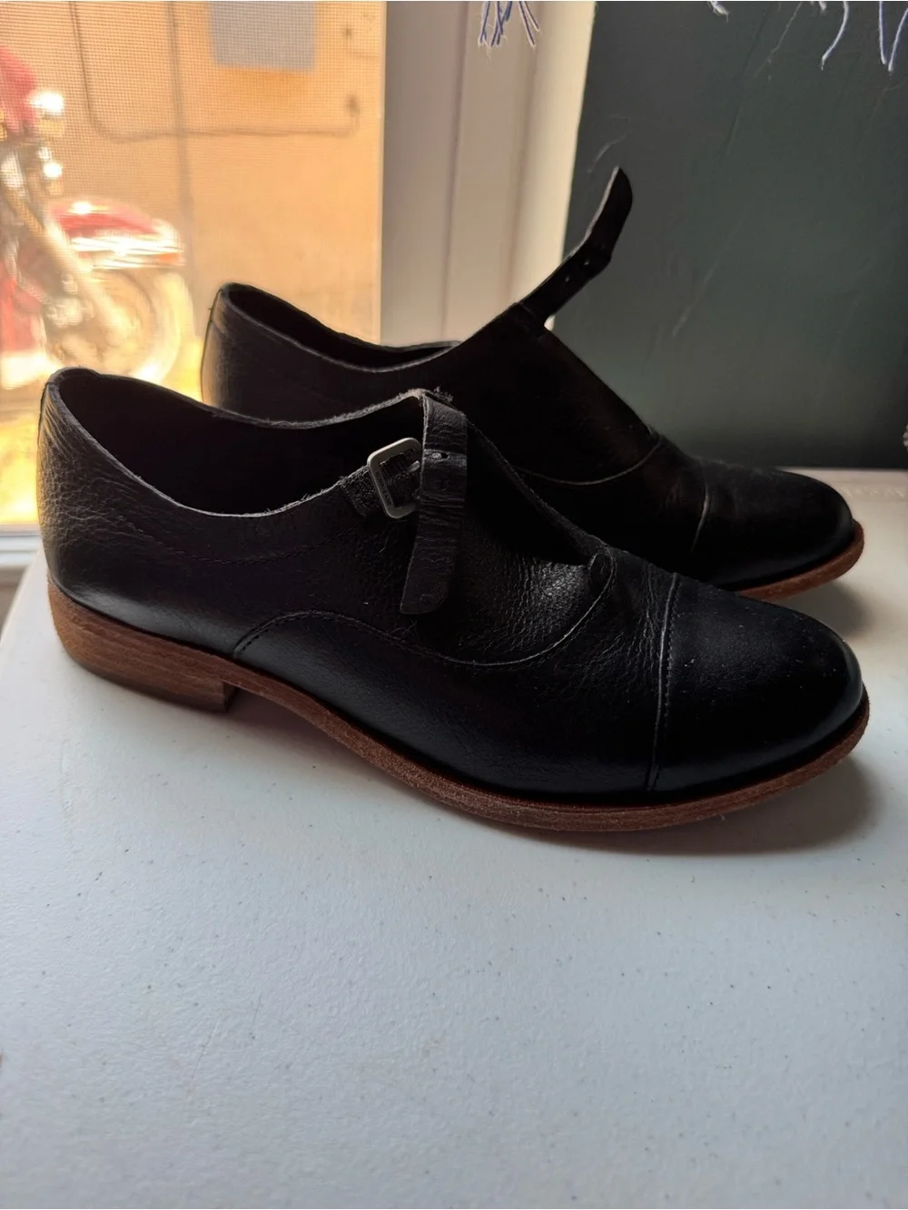 Kork-ease Classic Black Leather Mary Jane Oxfords - Women's Low Heel